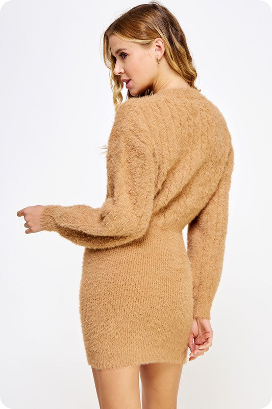 Fuzzy Sweater Mini Dress