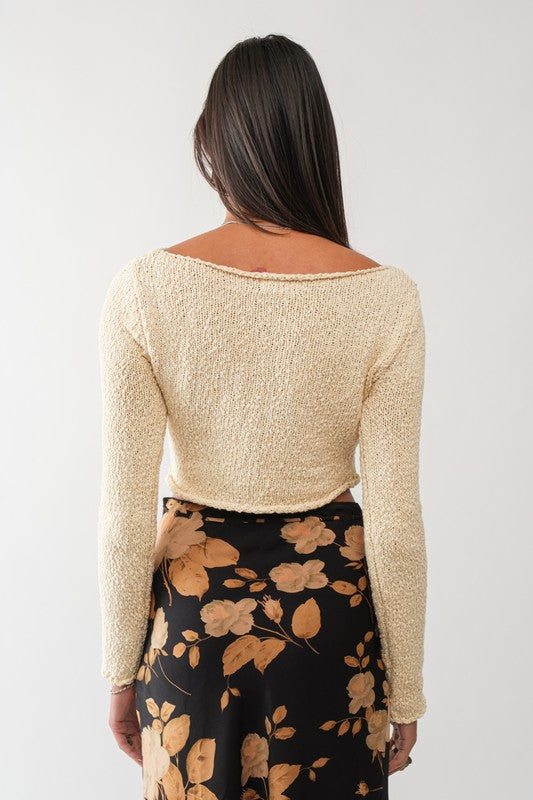 Milly Cropped Knit Sweater - Ivory
