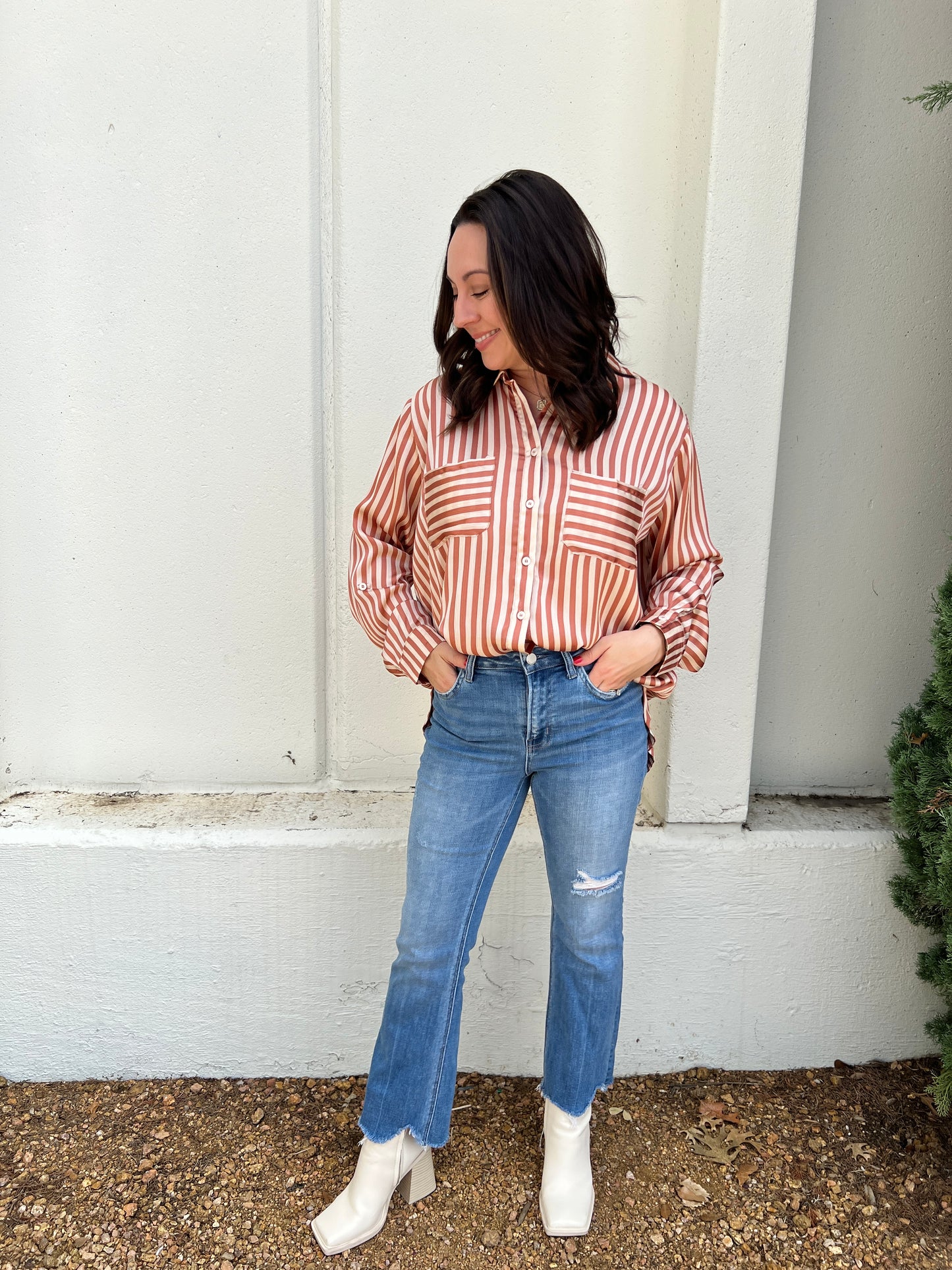 Dusty Rose Striped Top